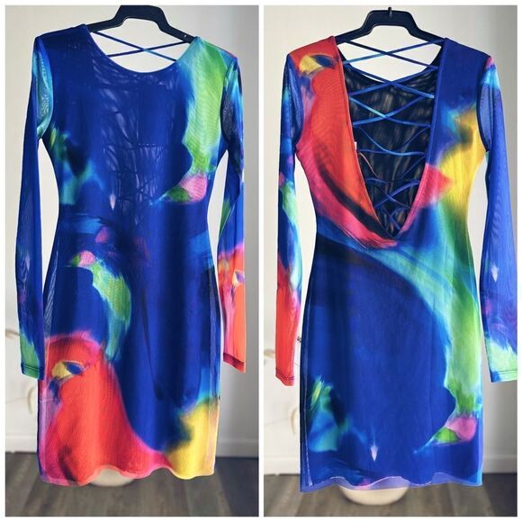 Printed Tulle Dress New - Picture 1 of 15